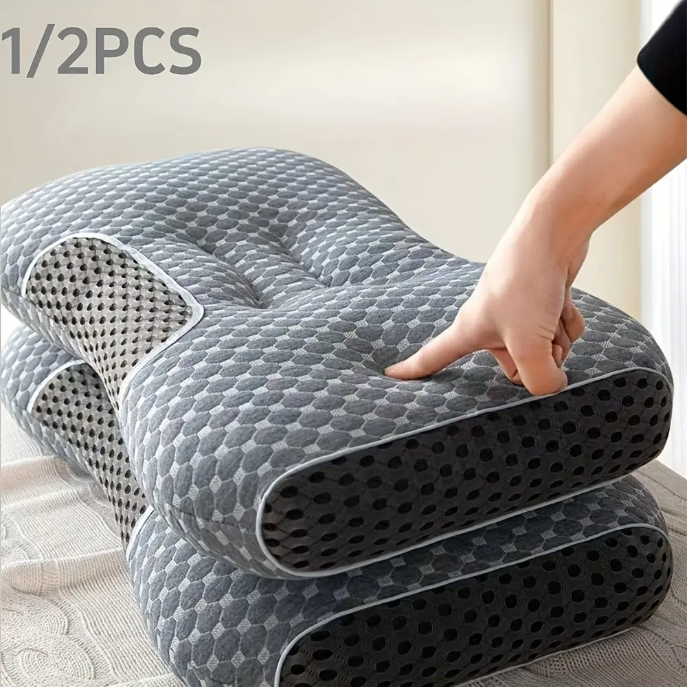 1/2pcs Adjustable Ergonomic Contour Neck with High-Quality Core, Removable Zippered Cover, Breathable Fabric, All-Season Sleeping Comfort, Neck And Shoulder, Modern Design