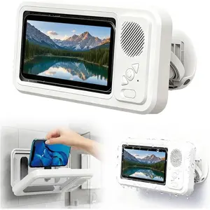 Bathroom shower waterproof phone holder Bluetooth speaker 360°Rotation touch screen mobile phone box watch movie listening music