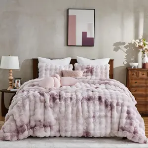 3 count  Faux   Bubble Comforter Set  Size, Tie-Dyeing   Plush Fuzzy Bedding Set, Warm Soft Bubble Comforter Bedding Set for Winter