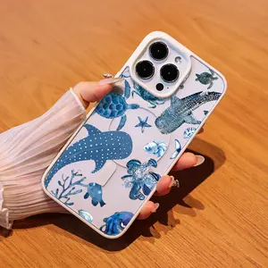 Whale Shark blue Turtle Marine Life Magnetic Case for iphone 16 Pro Max 15 14 13 12 11,anti-fall,Protector Screen Protector Acrylic Material Wireless