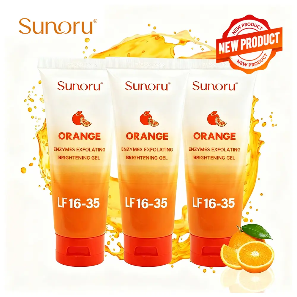 SUNORU Orange Enzyme Exfoliating Gel Tube, 100g Gentle Low pH Enzymatic Peel, Cleansing Paraben-Free Degradable Natural Body Care for All Skin Types, Leaves Skin Brighter and Refreshed, Gentle Peel, Natural Skin Care, Brightening Gel