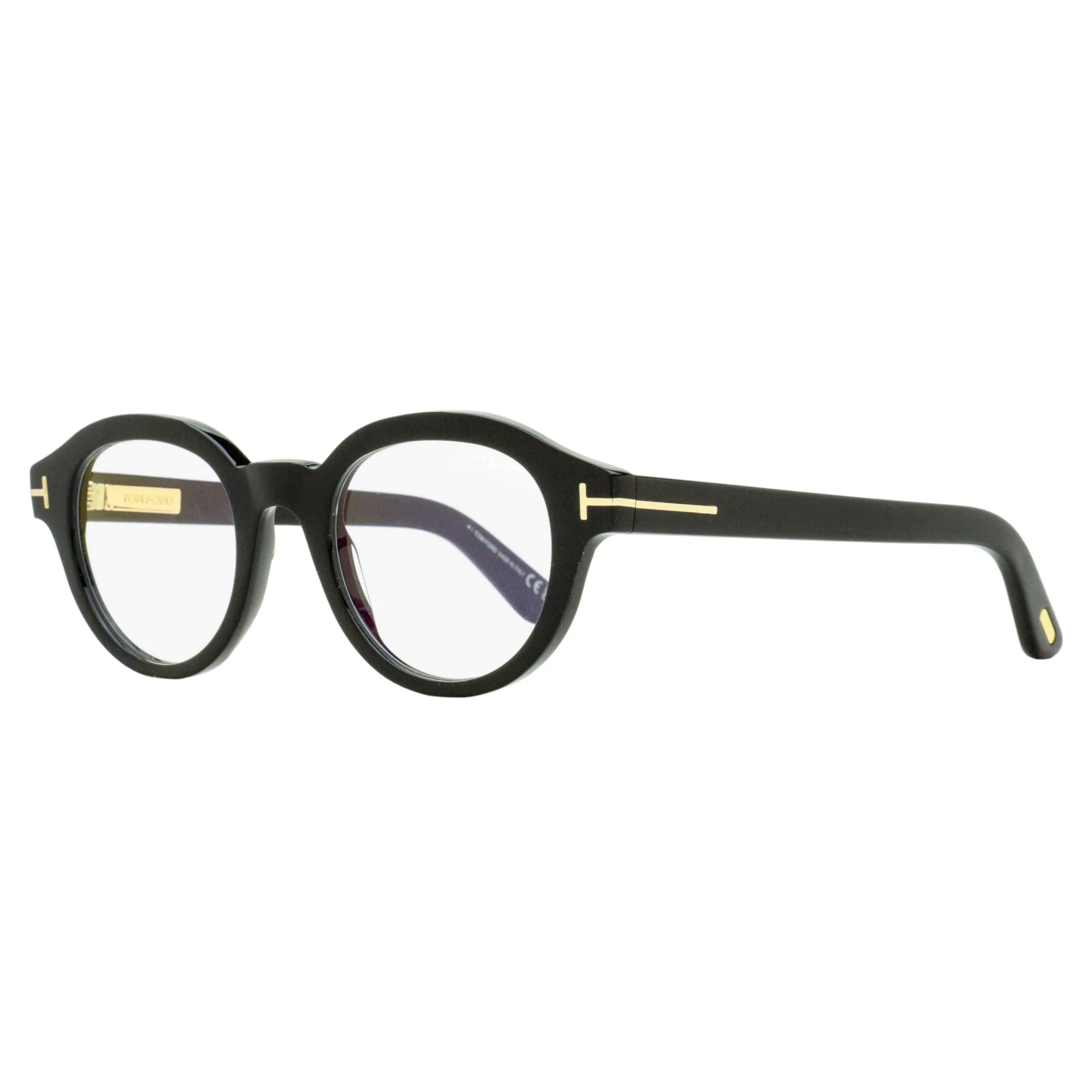 Tom Ford Optical Quality Blue Block Oval Eyeglasses - TF6037-B 001 Black Acetate Thick Frame, 49mm Lenses for Digital Device Protection, Digital Devices, Protective Lenses, Bold Silhouette