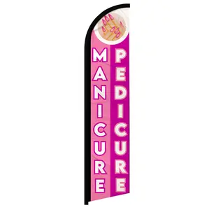 Windproof Swooper Manicure Advertising Banner Flag - Polyester Fabric, 11.5x2.5ft Curved Sleeve Signage, for Grand Openings, Nail Salons, Boutique Beauty Shops