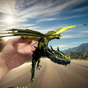 42cm/16.54in 42cm 3D Printed Pterodactyl Sculpture with Moving Joints, Unique Desktop Decor, Perfect Gift for Easter Halloween Christmas Birthdays