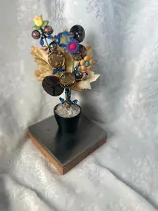 Blissful Button Tree 27 / Button Flower Bouquet / Faux Potted Plant / Home Decor / Artificial Flowers
