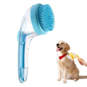 Silicone Dog Bath Brush with Shampoo Dispenser, 2-in-1 Pet Grooming & Massage Brush for Easy Cleaning, For Dogs and Cats
