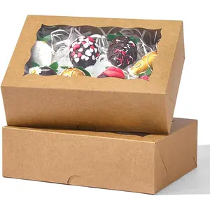 8PCS Brown Bakery Boxes with Window 8x6x2.5 Inch Gift-Ready Pastry Box for Chocolate Strawberries Macarons Donuts Truffles Ores Cookies Perfect for Different Holiday Celebrations