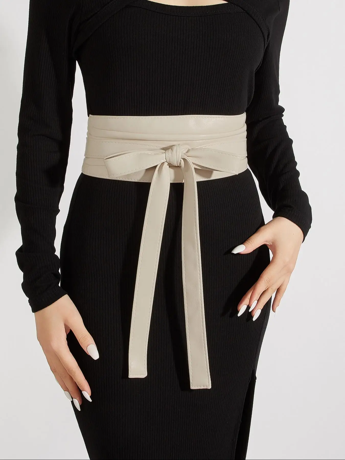 1 Piece Fashion Lace Up Front Design Wide Belt, Casual PU Leather Waist Sash for Women & Men, Fashion All-match Clothes Accessories