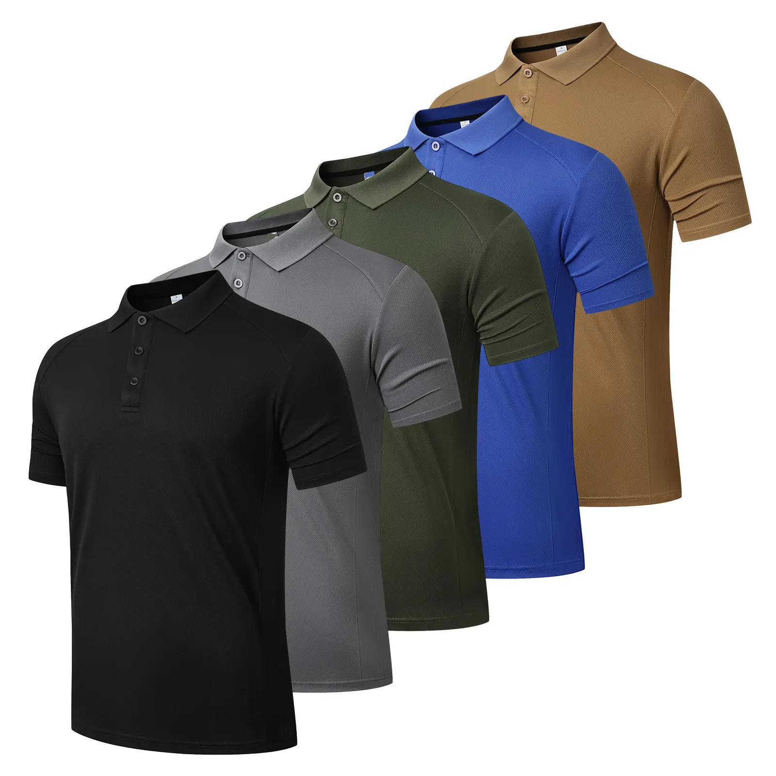 【Purchase one size larger】Men's Moisture Wicking Shortsleeve Polo Shirt High-Performance Quick Drying Breathable Beige Classic Elastic Multicolor Menswear Top Plain Athletic Techwear Sport Tee Golf Apparel workout tops compression shirt