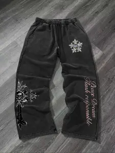 Men's Casual Fashion Outdoor Sports Pants, Autumn Winter Long Trousers, Trendy Style, Comfortable Fit, Ideal for Daily Wear, Letter Patched Sweatpants