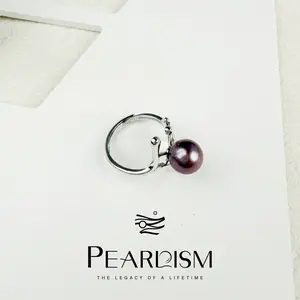 PEARLISM Dainty Adjustable Edison Pearl Ring 8-9mm Purple Minimalist Gift For Her-PSAFER007