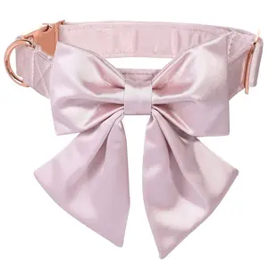 Lionet Paws Silk Dog Collar with Detachable Bow Tie - Comfortable Adjustable Collar for All Size Dogs and Cats