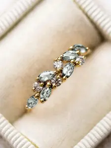 Elegant Rhinestone Leaf Design Promise Ring, Jewelry Ring, 2024 New Fashion Accessories for Women, Trendy Accessories for Party and Daily Life, Teardrop Bridal Rings