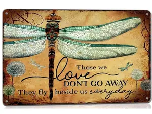 Dragonfly Tin Sign Vintage Garden Decor Metal Signs 12x8 Inch Funny Wall Art Gifts For Women Hippie Home Living Room Outdoor