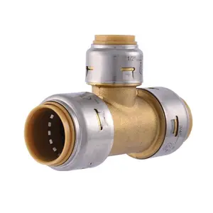 212 MAIN DZR Brass Underground Reducing Push-Fit Pipe Tee (Sharkbite & Cash Acme), 0.75x0.5x0.5 in., Reducing Tee