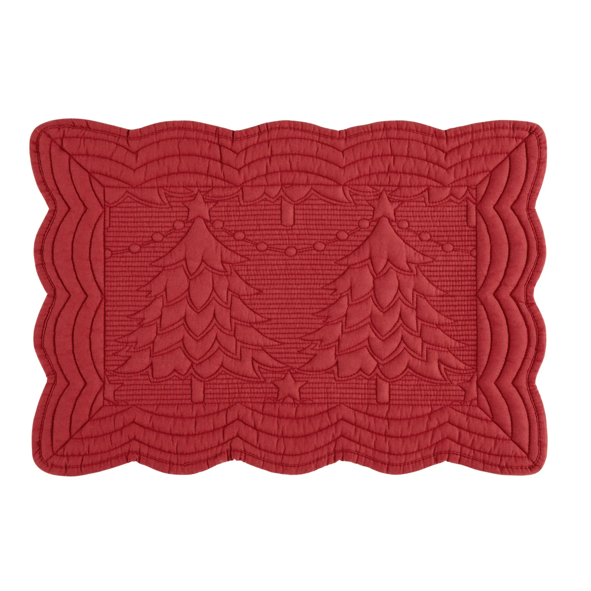 Christmas Tree Motif Placemat Set - 4 Pieces, 13.5x19.5", Tableware for Holiday Meals