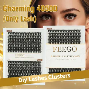 FEEGO Charming 4050D (Only Lash) 280pcs Single Lash No Accessories 9-16mm Cinematic Volume Instead of Extensions Fiber Easy Volume Beginner Friendly Kit Waterproof Natural Eyelash Clusters wispy set Thick Mixed Length Fluffy DIY Reusable Fairy