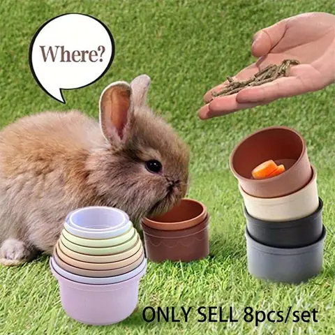 1set/8pcs Stacking Cups For Rabbits, Colorful Bunny Toys Reusable Bunny Toys, Nesting Rabbit Toys Of Different Sizes For Small Animals, Stacking Game