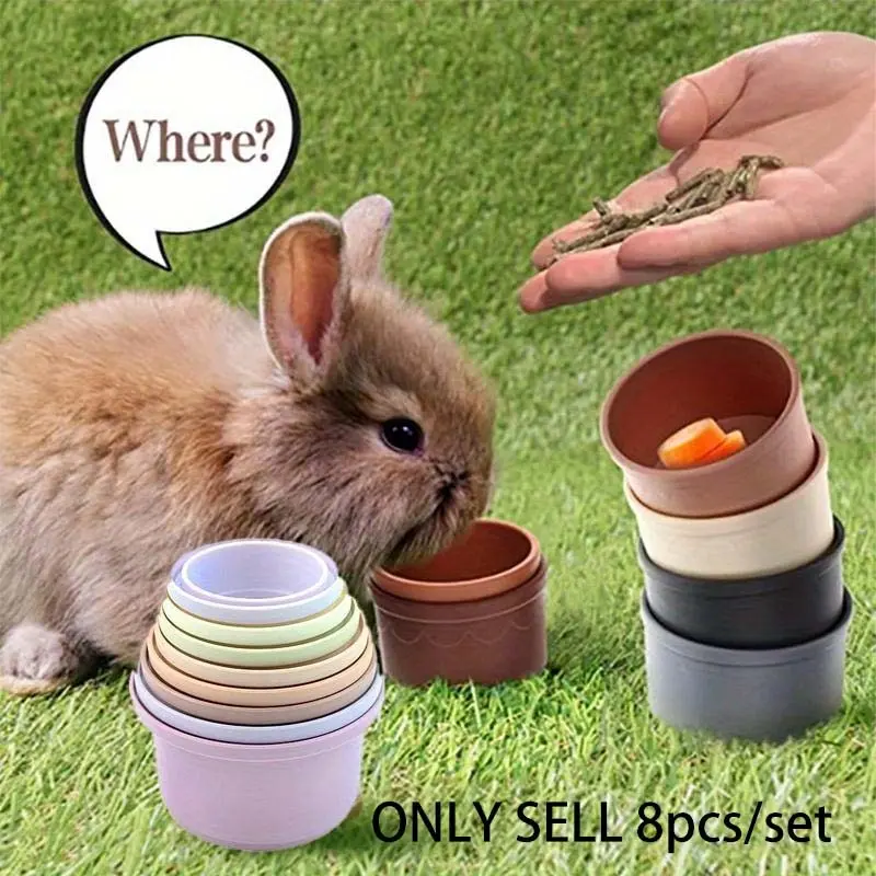 1set/8pcs Stacking Cups For Rabbits, Colorful Bunny Toys Reusable Bunny Toys, Nesting Rabbit Toys Of Different Sizes For Small Animals