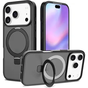 Magnetic cases for iPhone 17 Pro Max 16 15 14 13 12 11 Phone Case Compatible with MagSafe, Rugged Kickstand, Not-Yellowing Military-Grade Protection, [Military Grade Drop Tested] Matte Black case for iphone 17 Pro Max