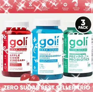 Zero Sugar 3-in-1 Pre Post & Probiotic Gummies, AppleCiderVinegar with Vitamin B12, L-Theanine & Vitamin DISupportDigestive Health & Bloating Relief, Vegan, Non-GMO,Gluten-Free, Gelatin-Free (Limited to 50 units sold outon afirst come)
