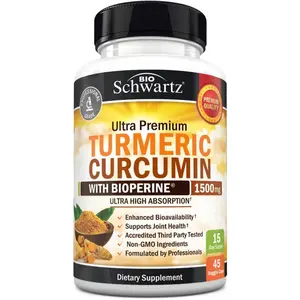 Turmeric Curcumin with Black Pepper Extract 1500mg - High Absorption Ultra Potent Turmeric Supplement with 95% Curcuminoids and BioPerine - Non GMO Tumeric Capsules for Joint Support - 45 Capsules
