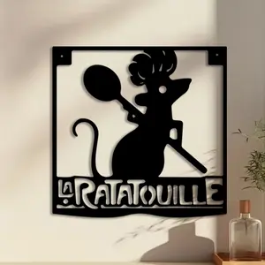 1pc Ratatouille Chef Metal Vintage Western Wall Art, Cute Cartoon , Perfect for Dining Room Wall, Birthday Gift, Ideal for Food Lovers, Durable Metal