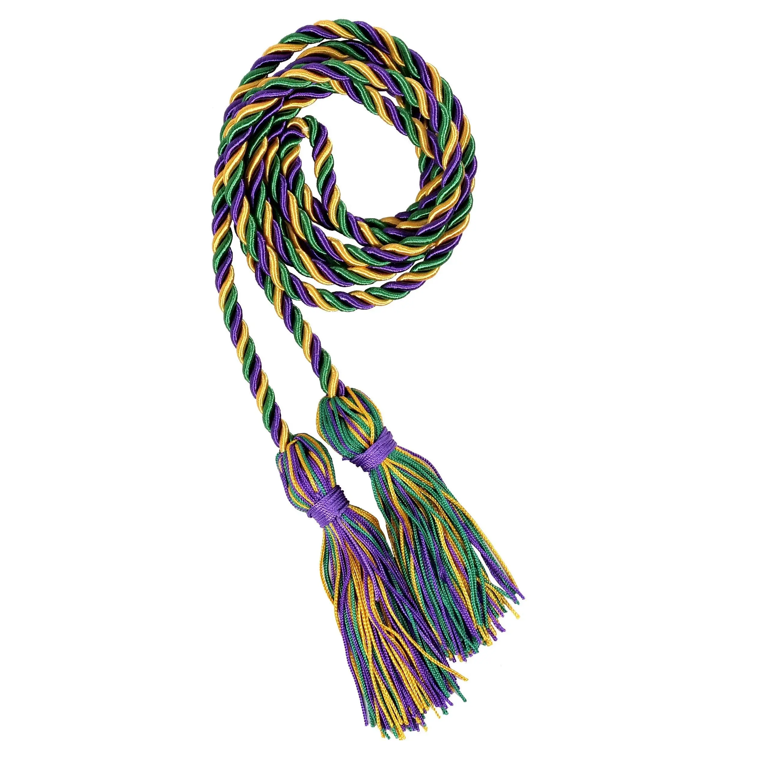 Purple, Emerald Green, and Gold Three Color Graduation Honor Cord