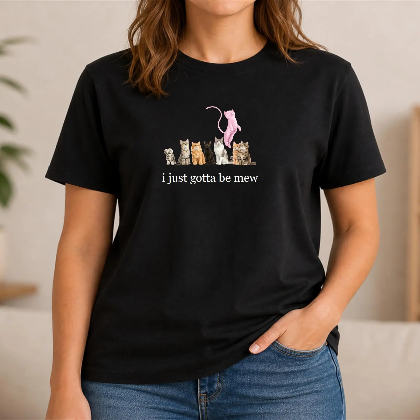 Women's Mew Penguin Graphic T-Shirt - Short Sleeve, Funny Vibes, Piplup Graphic Women's T-Shirts, Whimsical Cartoon Style Casual Tee, Whimsical Cartoon Style Women's T-Shirts