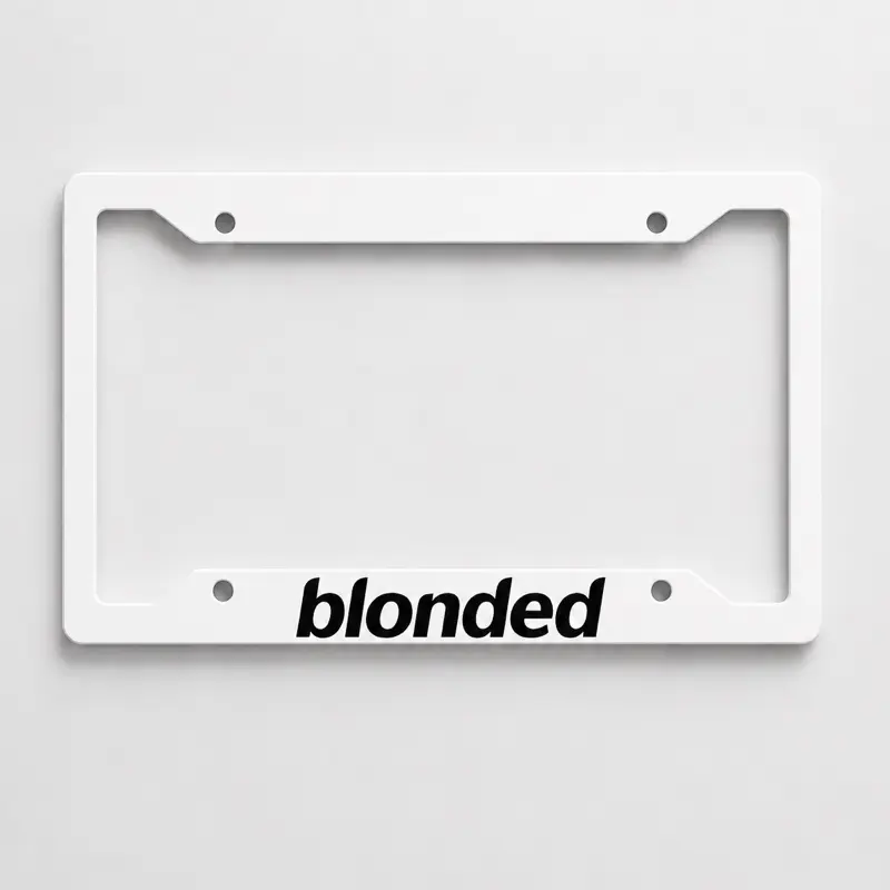 Blonded License Plate Frame Black and White - Stylish and Durable Car Accessory for Enhanced Vehicle Visibility