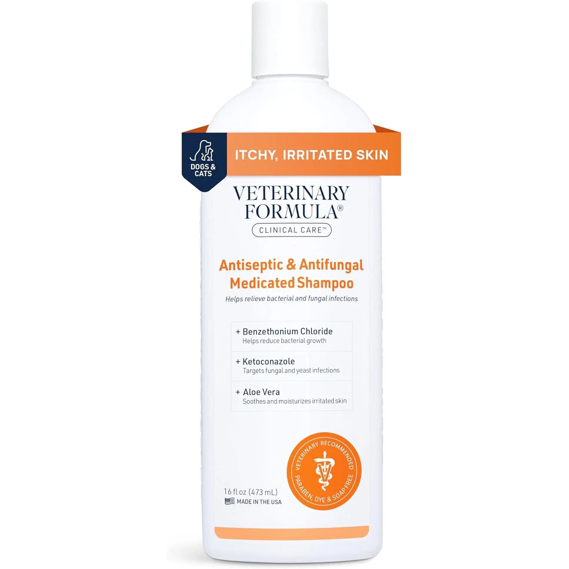 Medicated Antiseptic Antifungal Pet Grooming Shampoo with Antifungal Care - 16 oz, Clean, Animal-Safe, Paraben-Free, Soap-Free, for Dogs & Cats