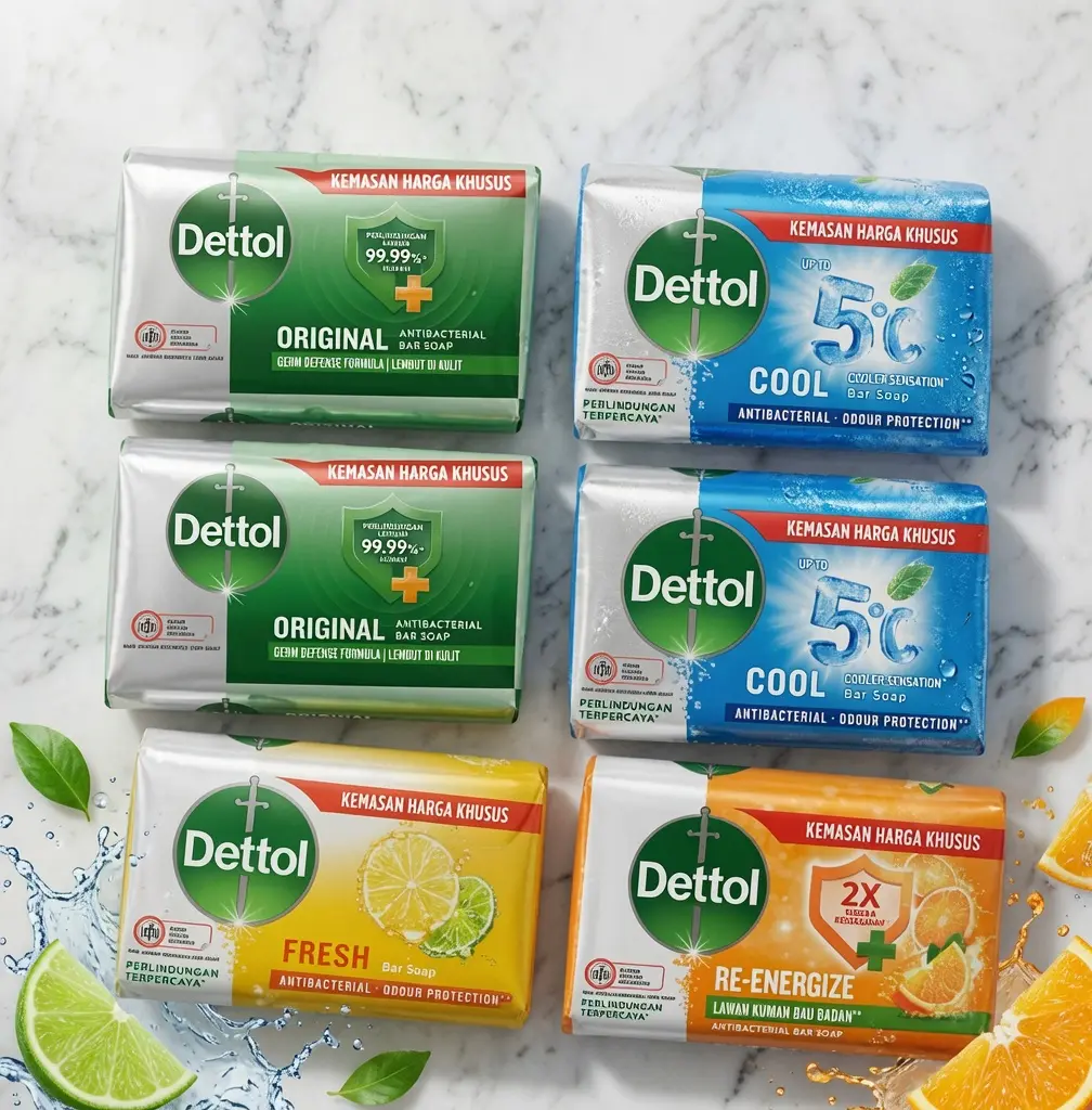 Dettol Antibacterial Body Soap Bundle Pack - 6 x 100g, Body Care Cleanser with Scented, Sensitive-Skin Friendly (Packaging May Vary)