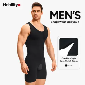 Nebility Men's High Compression Shapewear Bodysuit – U-Neck One-Piece with Tummy Control & Chest Support, Ideal for Gym & Workouts SpringStatements