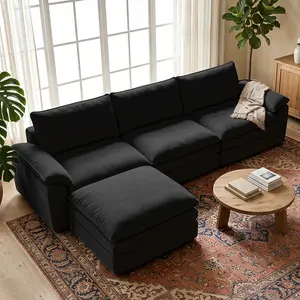 Couches for Living Room, 117.3" Modern Minimalist Bone-Free Cloud Sectional Sofa, Modular Design with Free-Configurable Ottoman, No Assembly Required, Pet-Friendly Furniture for Apartment, Rental & Small Space