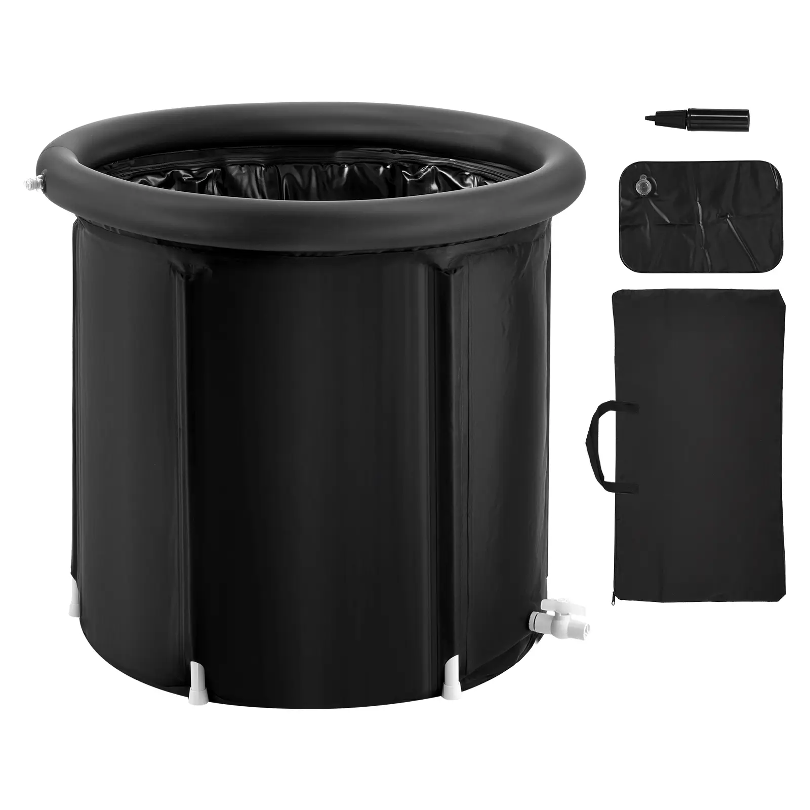 90 Gal Capacity PVC Fabric Inflatable Ice Bath Tub with Cushion, Thermal Layer & Cover, Cold Therapy Portable Foldable Outdoor Tub for Athletes, 32"Lx30"H Adult Home Recovery Pod with Cotton Lining