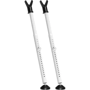 Door Stoppers  Bar & Sliding Glass Door Lock Keep Your Home , Adjustable Jammer with Interchangeable Caps & Rubber Tips, Ideal for Home, Apartment and Travel Protection,White(2Pack)