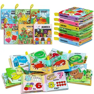 Soft Baby Books 6PCS Soft Cloth Books Bath Books Crinkle Washable Non-Toxic Early Education Preschool Learning Toy for Newborns Babies Infants Toddlers Kids