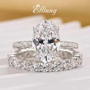 Effinny Jewelry 3.5ct Oval Cut 2PC Wedding Ring set, 925 Sterling Silver Promise Ring, 5A Cubic Zirconia Women's Ring for Daily, Wedding, Party