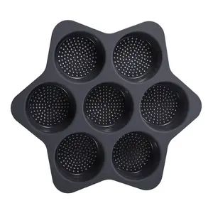 7-cavity Hamburger Bread Mold, 1 Count Non-stick Heat Resistant Burger Bun Mold, Homemade Burger Bun Mold for Home Kitchen Baking House