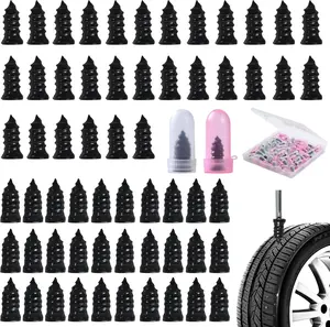 60 PCS Tire Repair Rubber Nails Kit, Screw-in Tire Plug Kit for Tubeless Tires, Rubber Tire Repair Screws with 2 Sizes, Quick Emergency Flat Tire Puncture Repair Tool for Car Motorcycle Truck SUV Bike