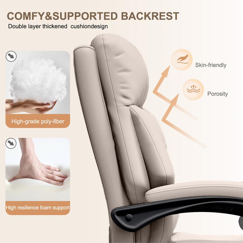 【Black Friday】Executive Office Chair with Foot Rest Comfortable High Back Computer Gaming Chairs Lumbar Support Ergonomic Home Office Desk Chairs Big and Tall PU leather Work Chair