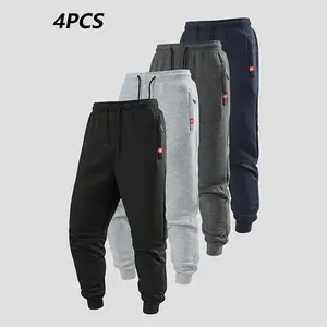 Men's casual pants - with zippered pockets, elastic cuffs, machine washable - suitable for both daily and formal wear in autumn and winter, comfortable clothing, and fitted men's black+light gray+dark gray+navy blue sports pants for men