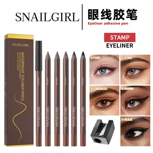 SNAILGIRL Eyeliner Gel Pen with Sharpener Waterproof Smudge-proof Long-lasting Smooth Wooden Eyeliner Pen