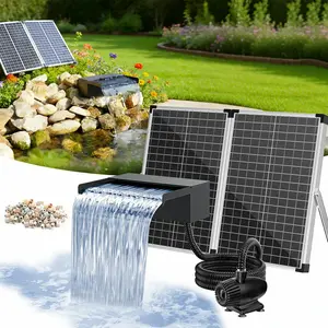 POPOSOAP 55W Pond Waterfall Spillway, Backyard Upgrade Garden Water Feature, DIY Solar Fountain, Solar Pond Fountains for Home Improvement# outdoor water feature# solar bird bath fountain pump