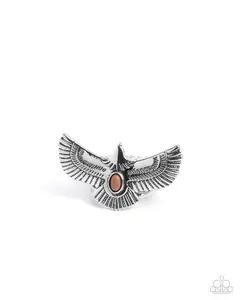 Adorable Arrival - Brown Stone Silver Eagle Ring - Paparazzi