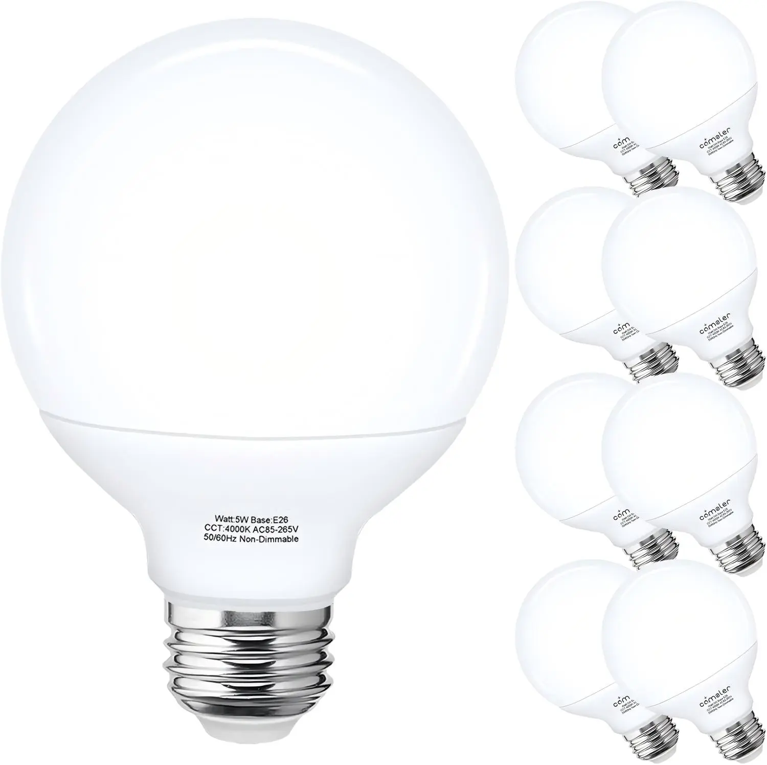 8-Pack E26 G25 LED Globe Bathroom Light Bulbs - 4000K Natural Daylight, 60W Equivalent, 120V, CRI85+, Non-Dimmable, for Bathroom Vanity Over Mirror
