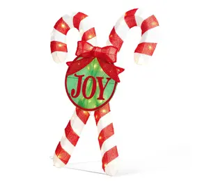 Glitzhome 35.5"H Lighted Christmas Candy Cane Outdoor Decor