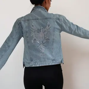 Silver Sovereign Eagle Embellished Denim Jacket
