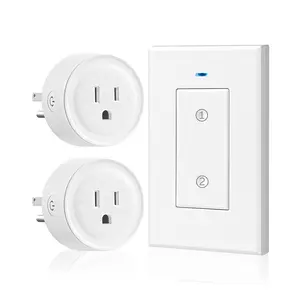 Remote Control Outlet   Light , 2 Pack Expandable and Removable Remote Outlet Switches for Christmas Light, Lamp, Appliance, FCC Listed, 1 Controller for 2 Outlets W05RC1206