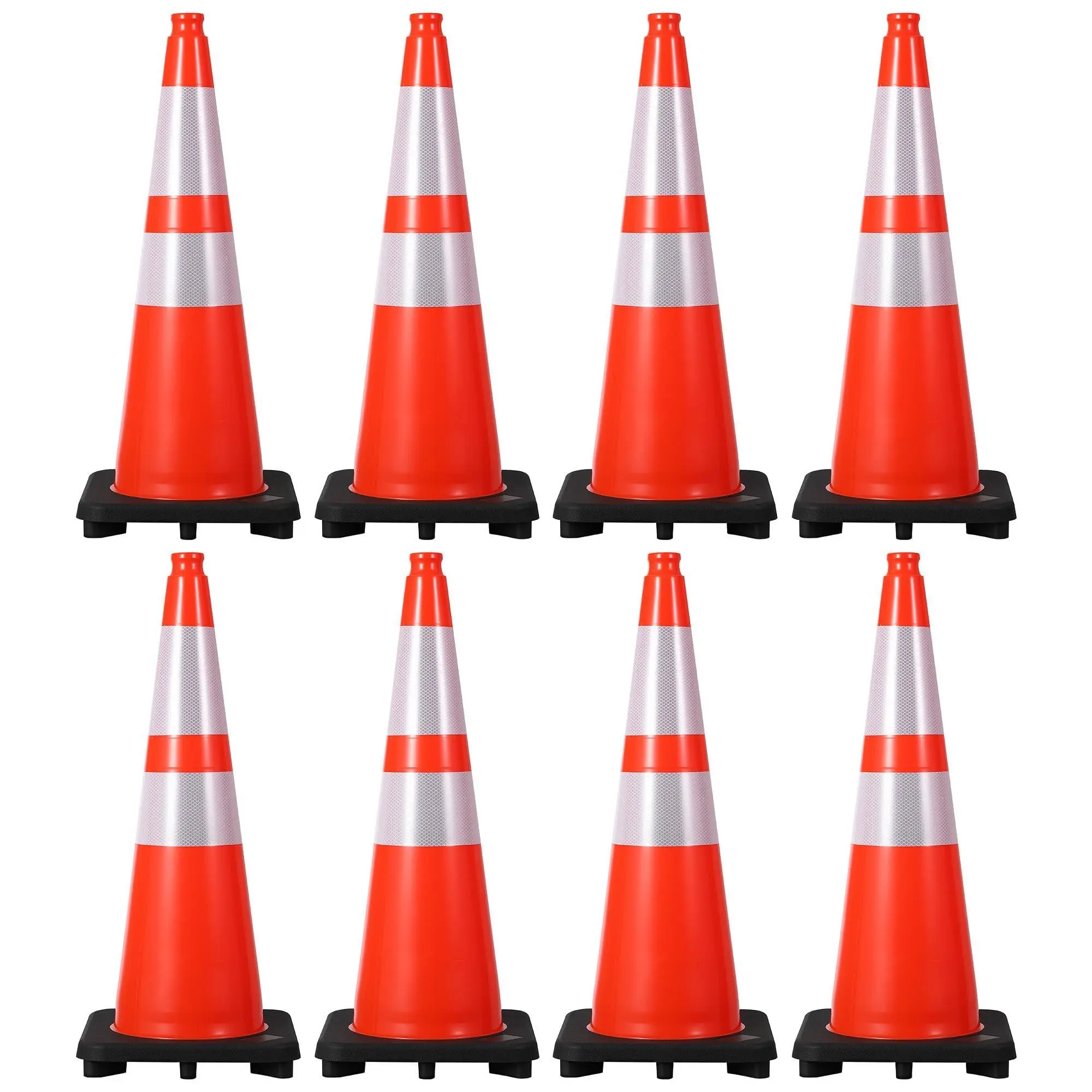 GARVEE 8-Pack Cone Shape 28-Inch PVC Orange Traffic Cones with Weighted Base - for Construction, Parking Lot Traffic Control